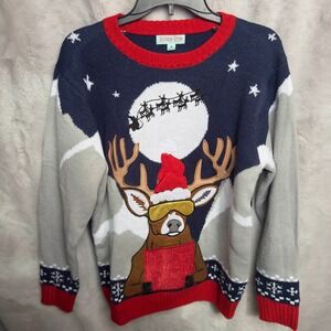 Holiday Hype Ugly Christmas‎ Sweater Reindeer Drink Holder Pouch Men's M